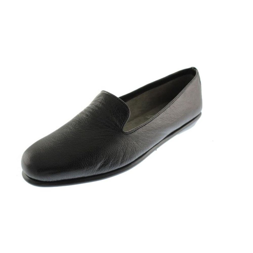 Aerosoles Womens Betunia Black Leather Textured Smoking Loafers Shoes